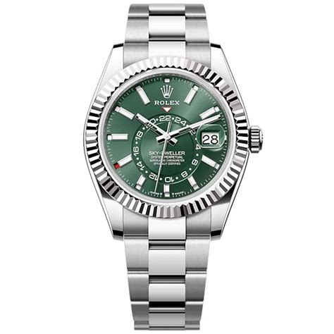 rolex sky-dweller grün|rolex oyster steel white gold.